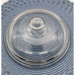 Clear Glass 7.5" Outer Rim Round LID with Round Knob Inner Rim 6.5" No Damage